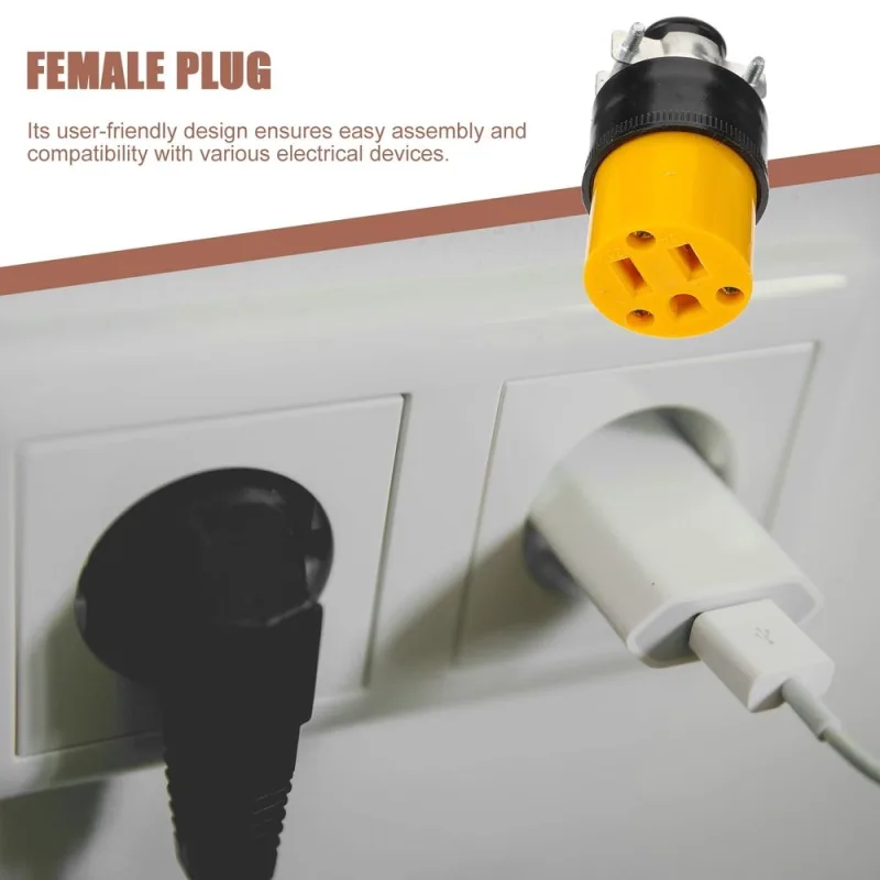 3-Prong Female Electrical Replacement Plug Connectors for PC Charging, 2-Pack Power Adapter
