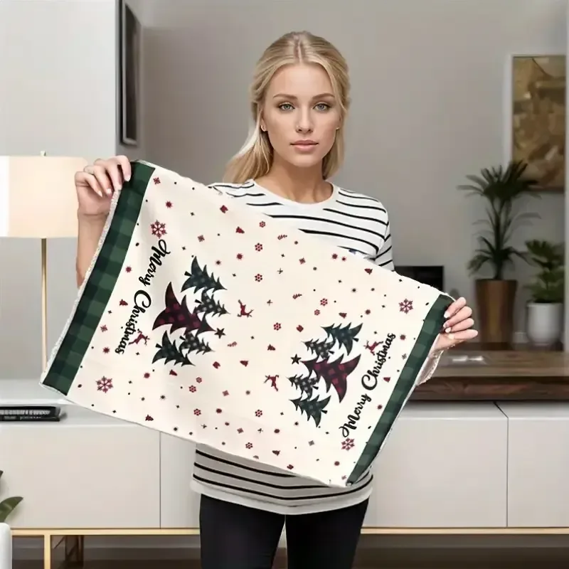5PCS Microfiber Christmas Towels, Multiple Classic Patterns, Soft & Absorbent to Decorate Your Holiday Atmosphere