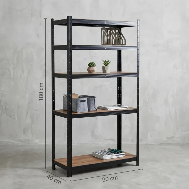 CARLA HOME 5 Tier Steel Shelving Unit – Garage Storage Shelf – Black – Modern
