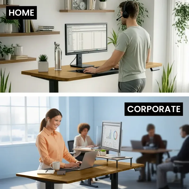 FORTIA Sit To Stand Standing Desk, 120x60cm, 72-118cm Electric Height Adjustable, Walnut Style Desktop Black Frame