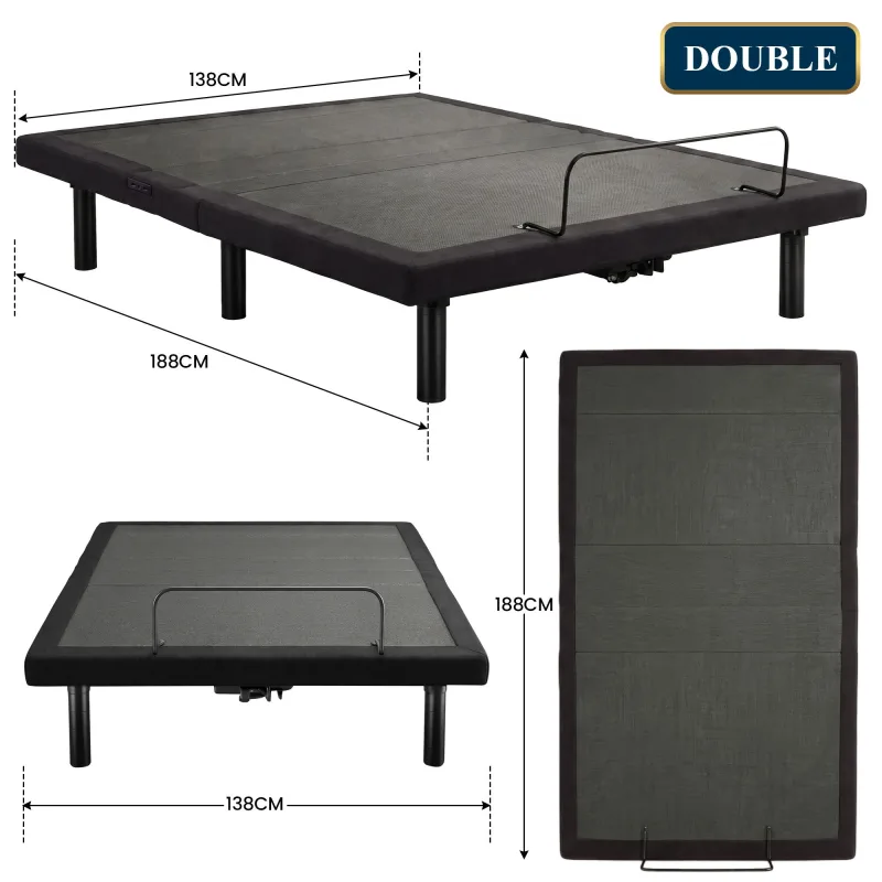 Therapedic Advance Double Adjustable Bed Frame Base with Head Tilt, Massage, USB & Wireless Remote