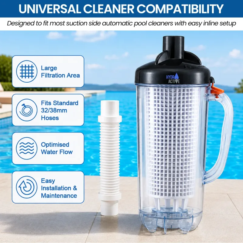 HydroActive Inline Pool Leaf Canister Debris Catcher Trap Basket for Suction Side Automatic Pool Vacuum Cleaners