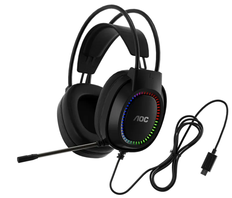 AOC ACG2500BK Wired RGB USB Gaming Stereo Headset 2M Cable Black