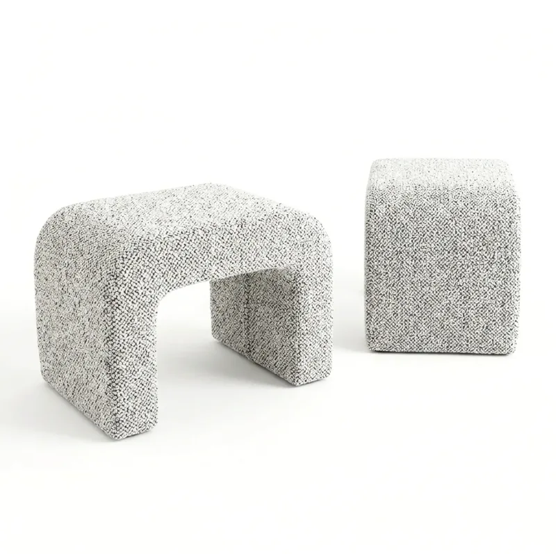 Interior Ave – Hendrix Arched Textured Ottoman – Frosted Stone