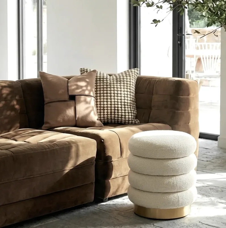 Interior Ave - Roma Round Milan Ottoman / Footstool – Off White Interior Ave - Roma Round Milan Ottoman / Footstool – Off White