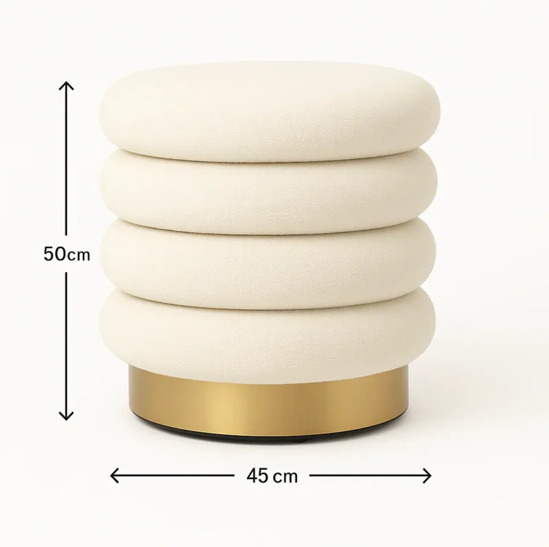 Interior Ave – Roma Round Milan Ottoman / Footstool – Off White