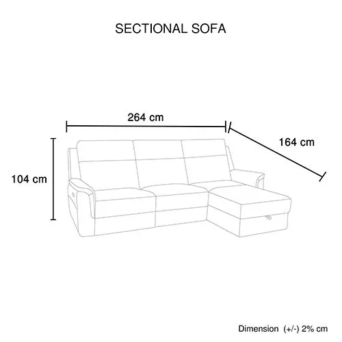 Fabric Electric Recliner Grey Chaise Sofa with Storage