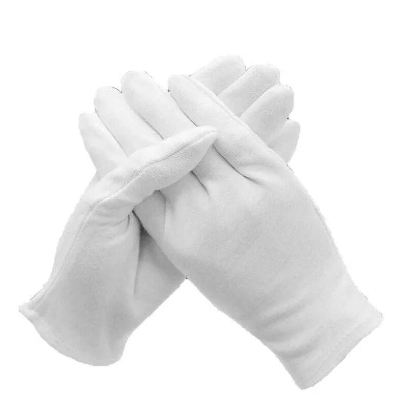 6 Pairs Handling Work Hands Protector Soft Costume Jewellery Cotton White Gloves – M