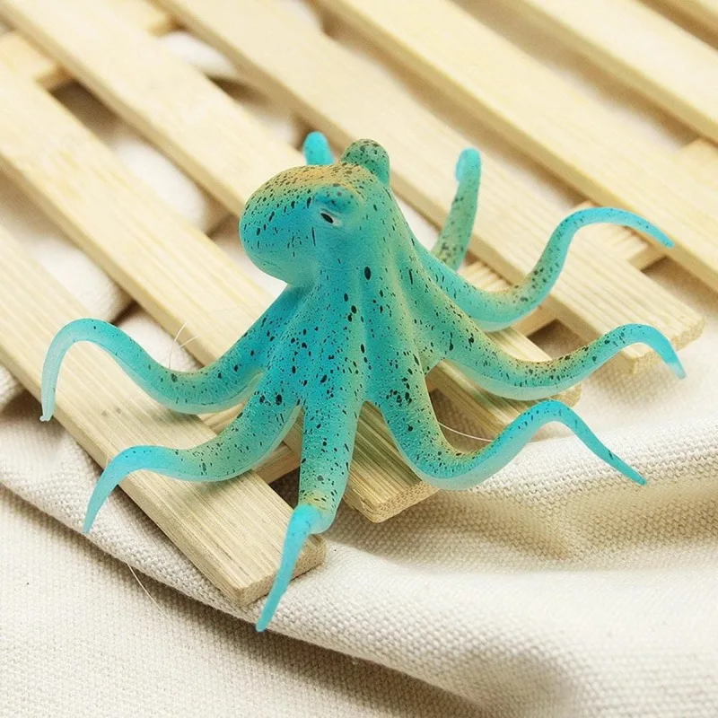 Glowing Aquarium Ornament Simulation Octopus Fish Squid Fish Tank Decoration – Red