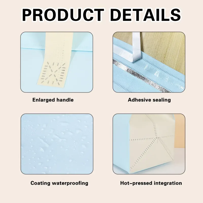 50PCS Blue Takeaway Packaging Bags with Handles and Self-Adhesive Seal – M