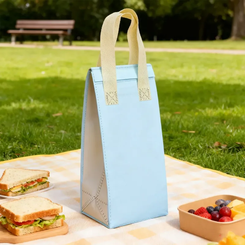 50PCS Blue Takeaway Packaging Bags with Handles and Self-Adhesive Seal – M