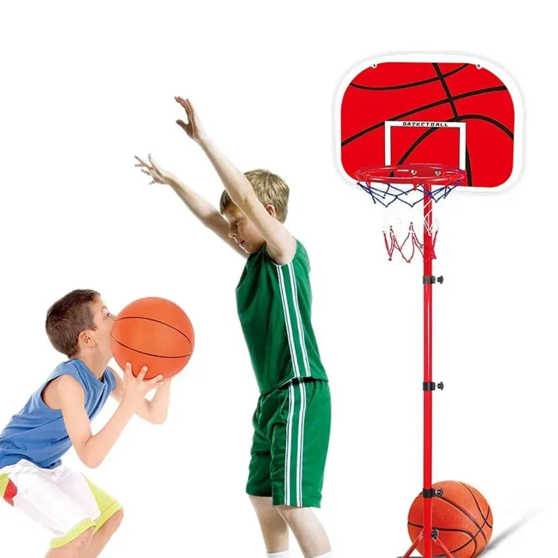 Adjustable Basketball Rack with Iron Rod Frame for Indoor and Outdoor Ball Shooting Toy