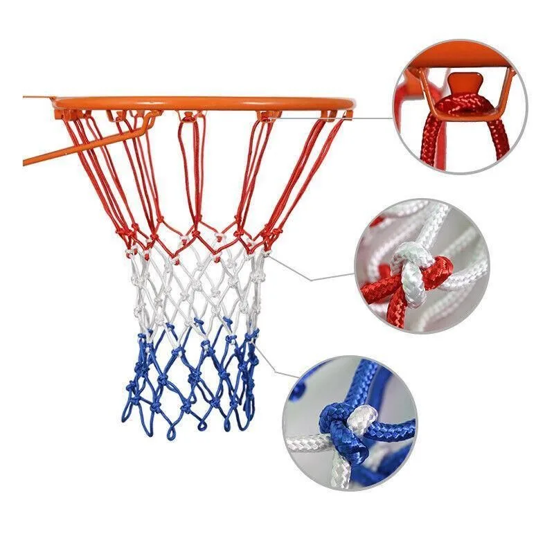 2Pcs Tri-Colour Basketball Hoop Nets Red White Blue Standard Replacement
