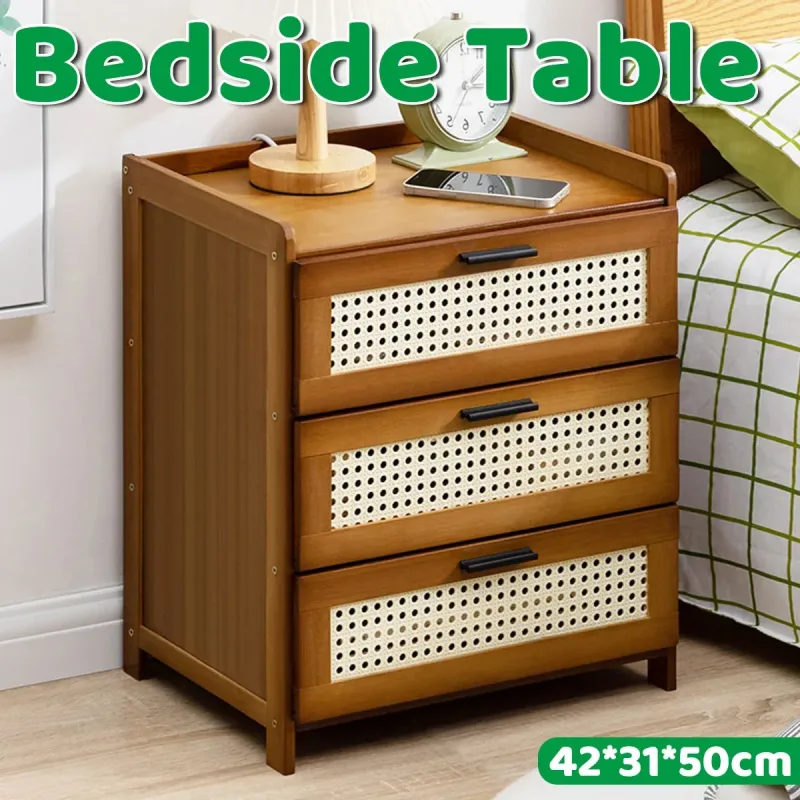 3-Layer Drawer Bedroom Nightstand Large Storage Stable Structure Space Saving 3-Layer Drawer Bedroom Nightstand Large Storage Stable Structure Space Saving