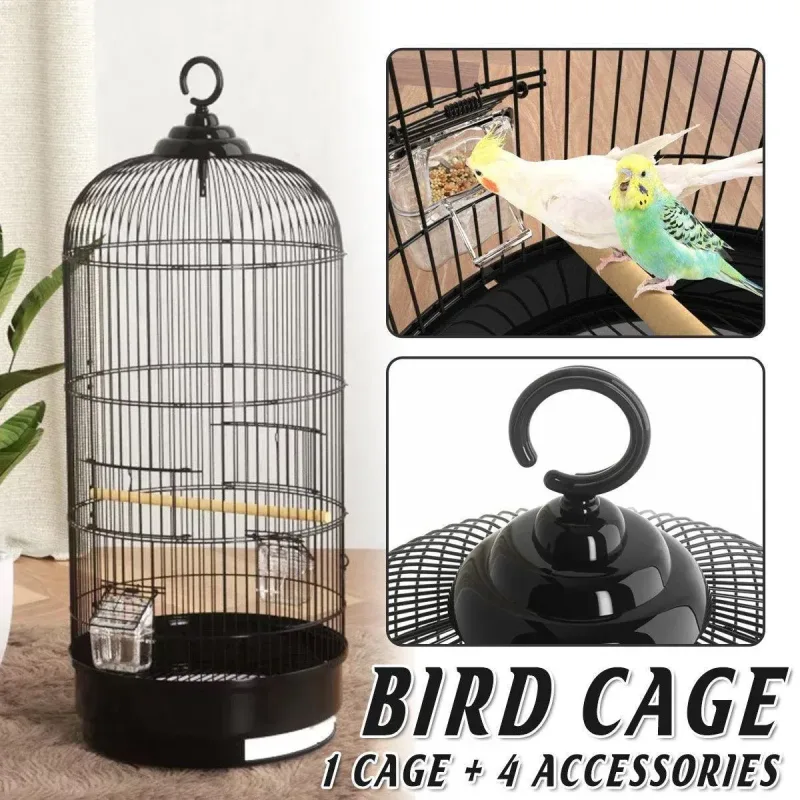 Round Bird Cage Metal Cage Large Pet Birdcage Indoor Outdoor Parrot