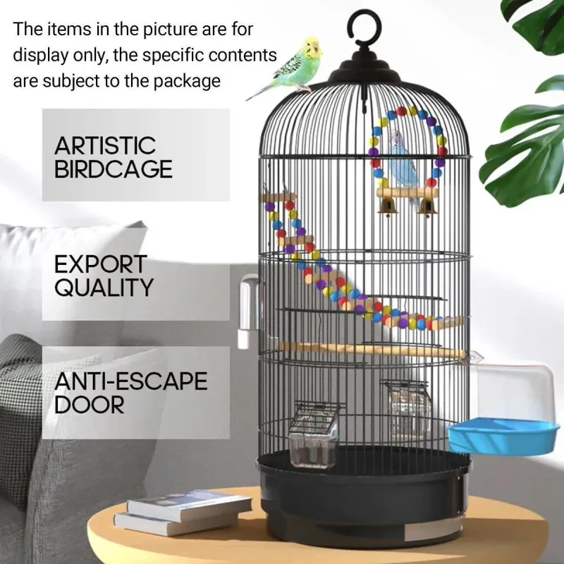 Round Bird Cage Metal Cage Large Pet Birdcage Indoor Outdoor Parrot