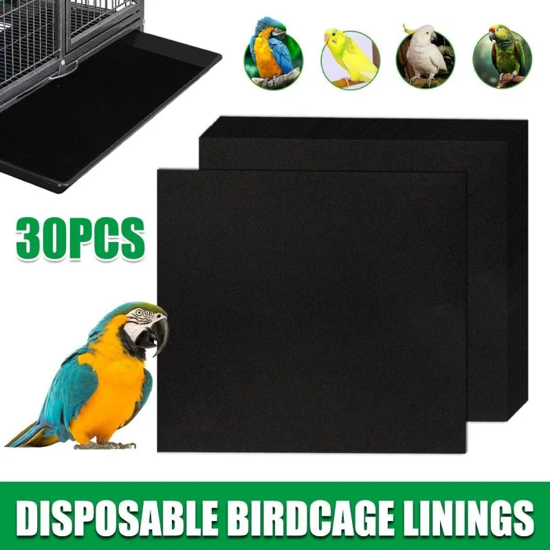 30pcs Disposable Birdcage Liner Pads Pet Cage Liner Bedding for Birds and Parrot
