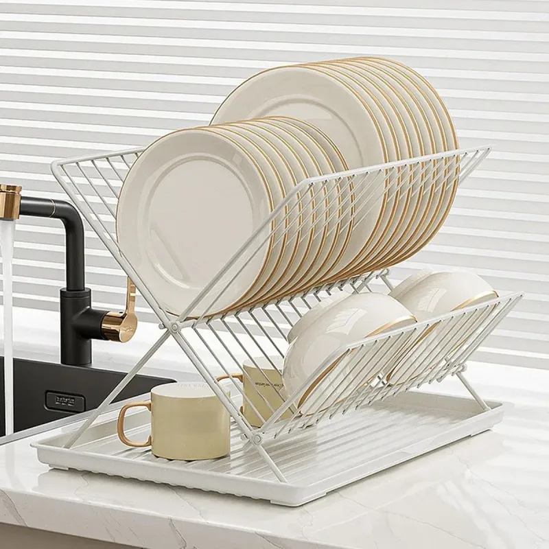 Kitchen Storage Rack Bowl Rack Household Draining Rack Multi-Functional Organizer – Black