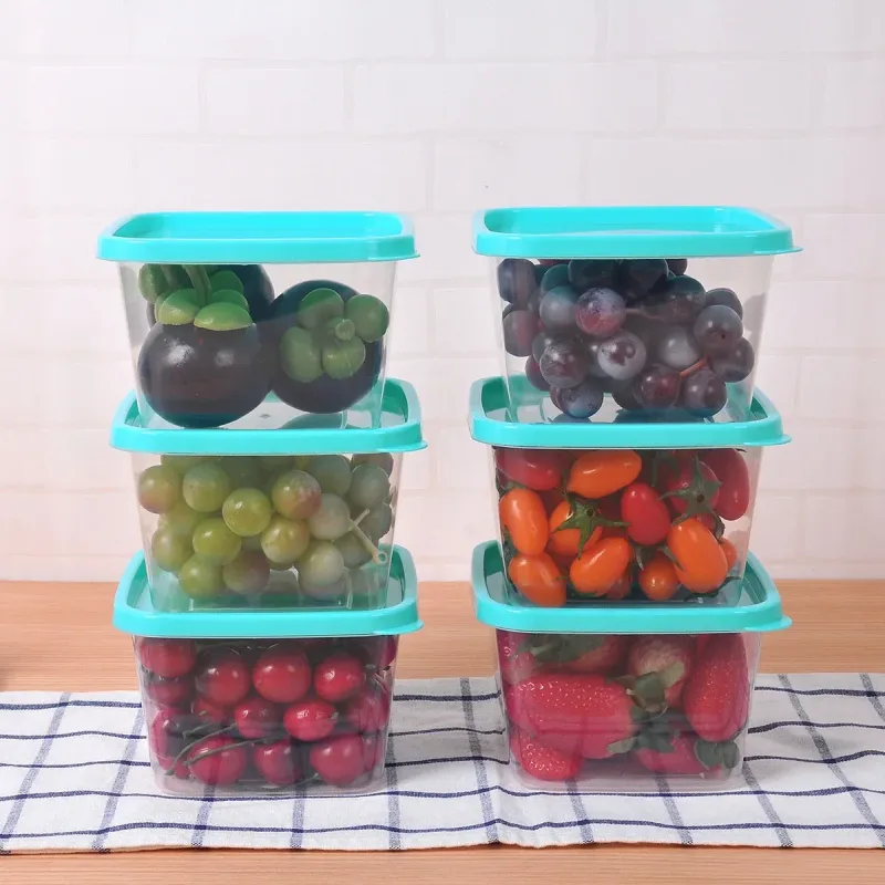 Microwave Safe Food Storage Container Round Lunch Box Refrigerator Meat Soup Box – Square-1000ml-6PCS