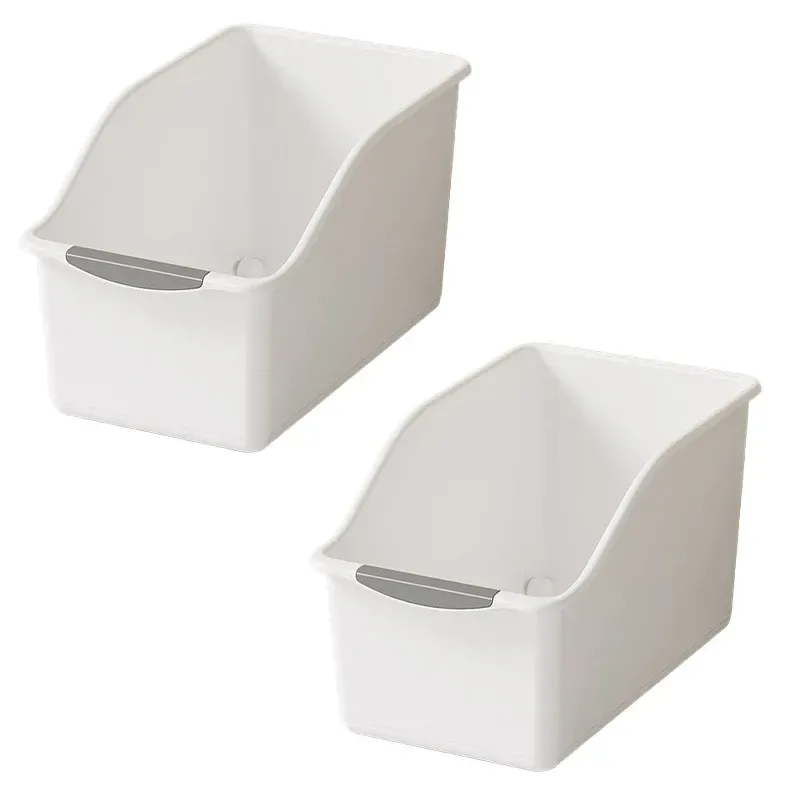 2pcs Cabinet Storage Box Miscellaneous Organizer Household Container Plastic Bin - L-White 2pcs Cabinet Storage Box Miscellaneous Organizer Household Container Plastic Bin - L-White