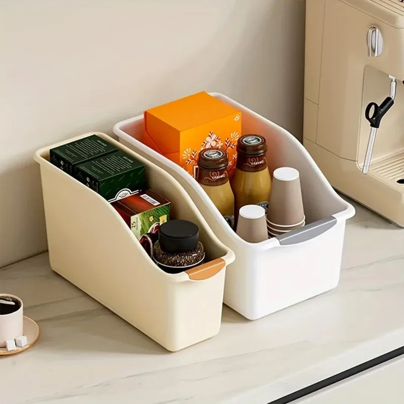 2pcs Cabinet Storage Box Miscellaneous Organizer Household Container Plastic Bin – L-White