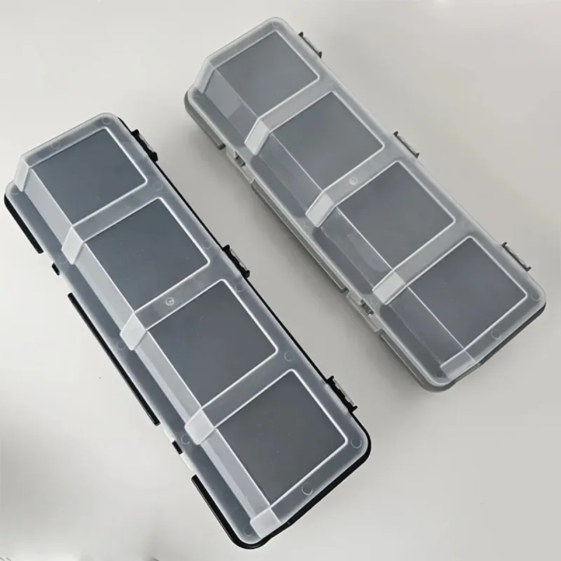4-Grid Parts Storage Box Plastic Electronic Hardware Accessory Case with Lid ﻿ – Grey