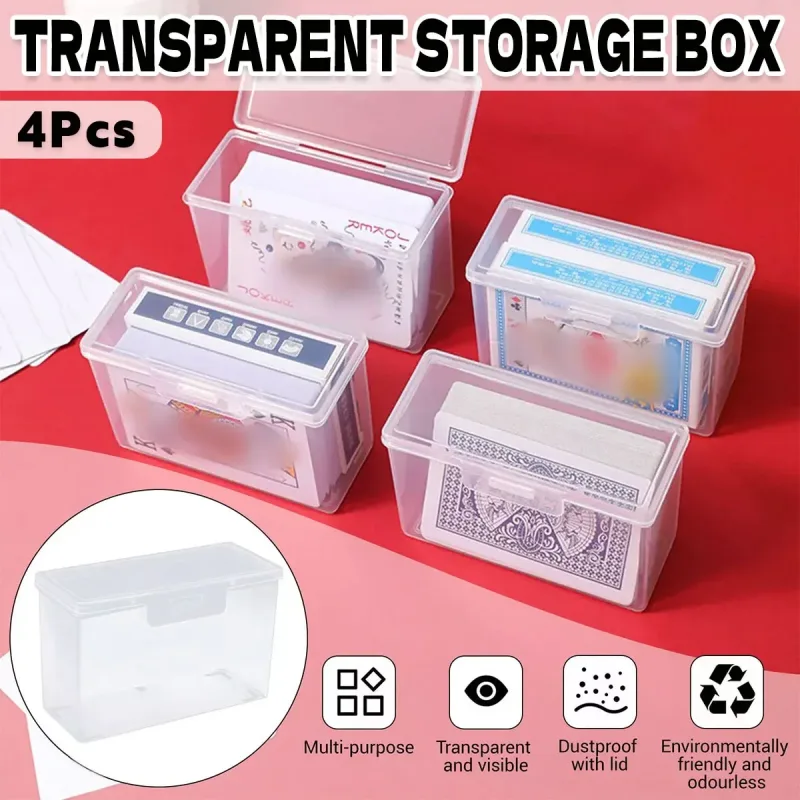 Card Storage Box Set 4PCS Plastic Transparent Case for Game or Business Cards Card Storage Box Set 4PCS Plastic Transparent Case for Game or Business Cards