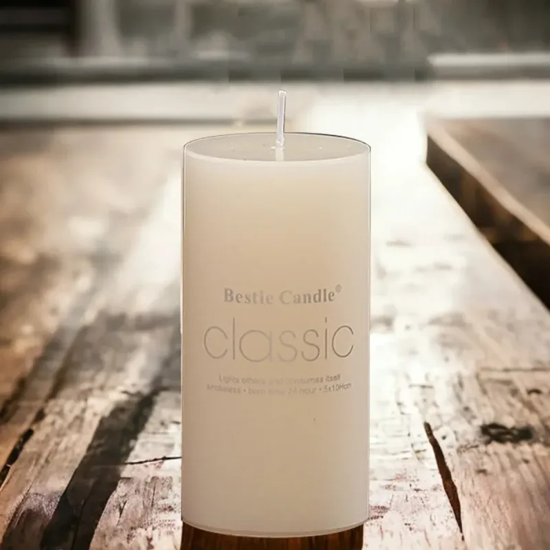 12pcs White Cylindrical Pillar Candles For Wedding Decor Long Burning Unscented – 5x10cm