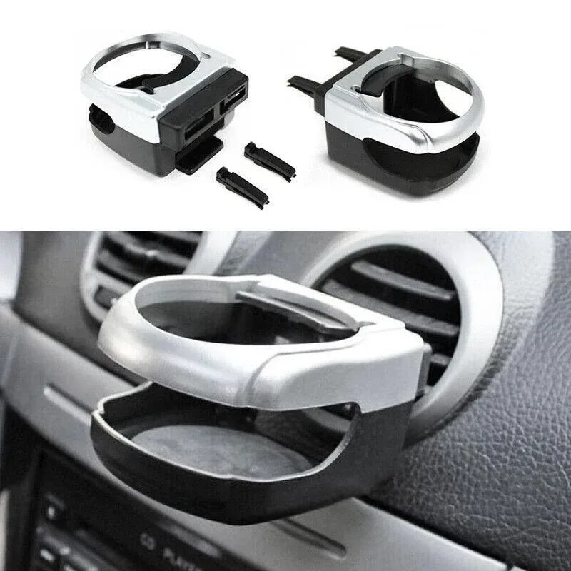 Silver Car Cup Holder Air Vent Mount Drink Can Holder Tray for Vehicle Dashboard