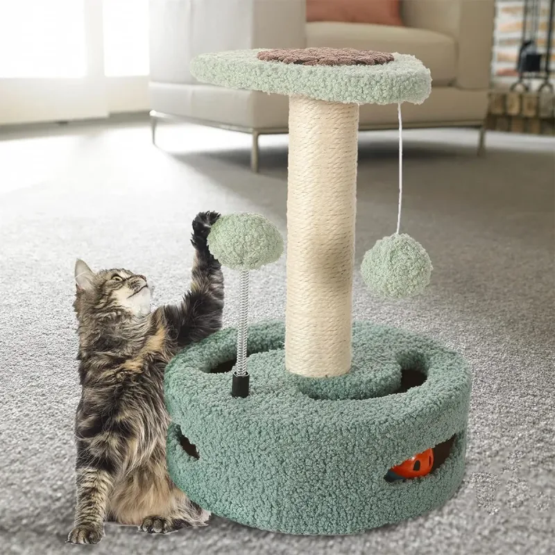 Cat Climbing Toy Small Jump Platform with Claw Scratching Board for Kittens Play – Green