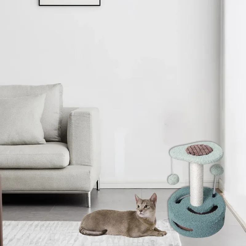 Cat Climbing Toy Small Jump Platform with Claw Scratching Board for Kittens Play – Green