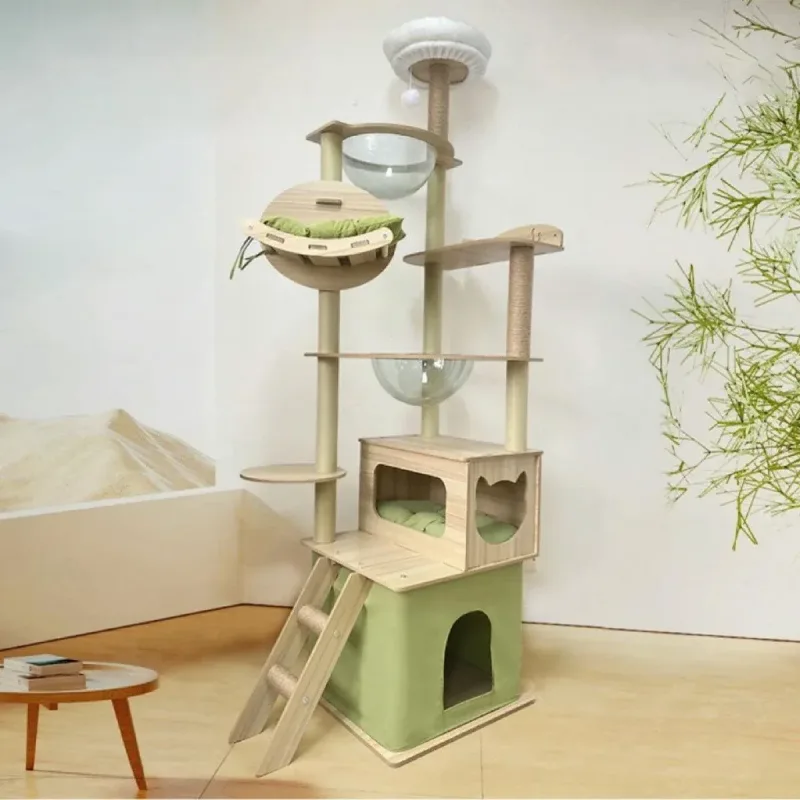 Multi Functional Cat Climbing Tree Tower Stand House Furniture Activity Center – Green