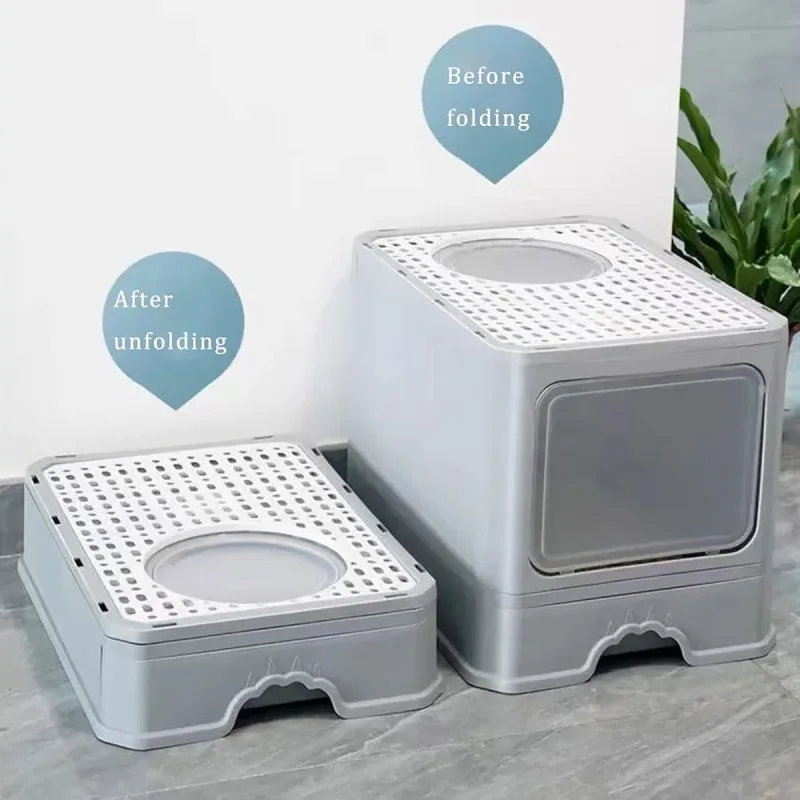 Large Fully Enclosed Cat Litter Box Cat Toilet Pet Litter Tray Odor Control – Green