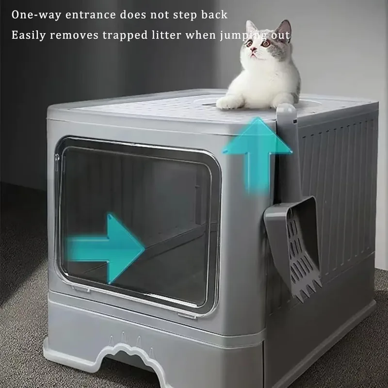 Large Fully Enclosed Cat Litter Box Cat Toilet Pet Litter Tray Odor Control – Green