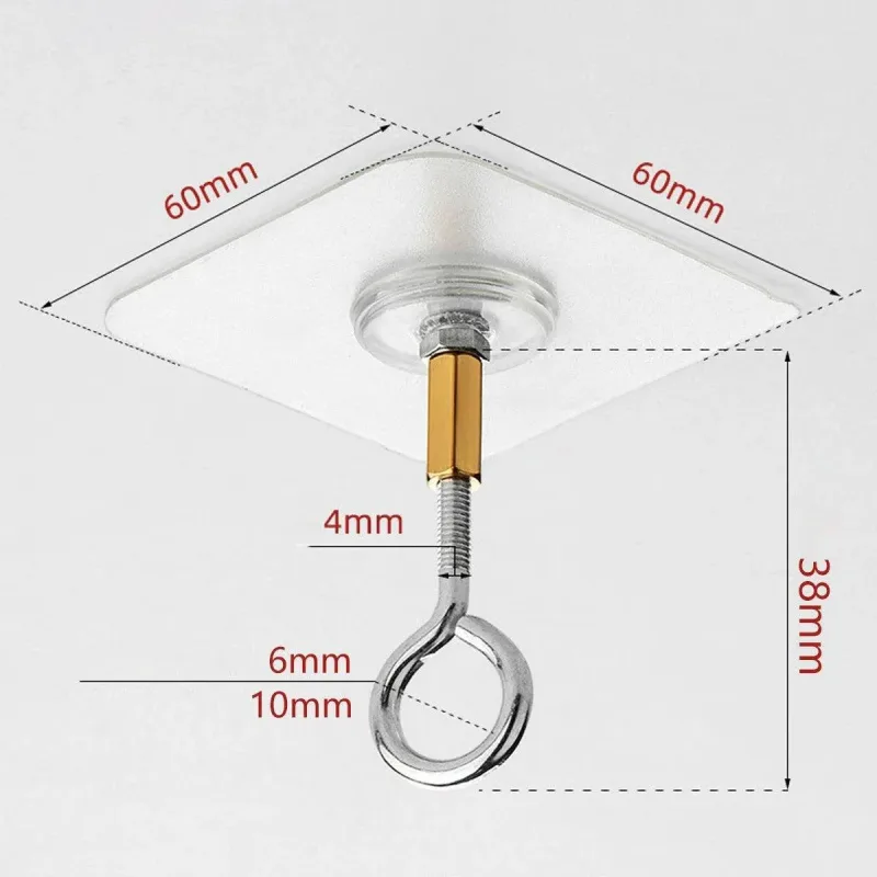 12 PCS Heavy Duty Self Adhesive Hooks Stainless Steel Ceiling Hooks for Home – Closed