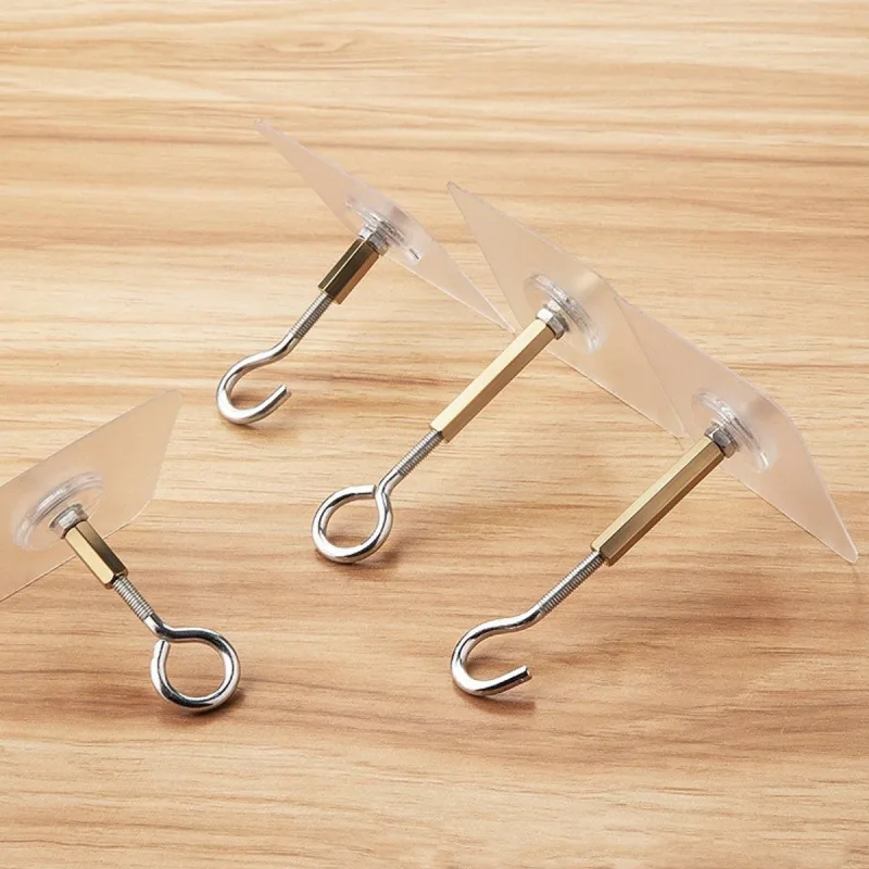 12 PCS Heavy Duty Self Adhesive Hooks Stainless Steel Ceiling Hooks for Home – Closed