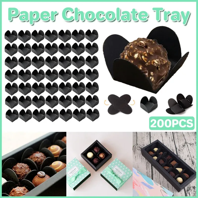 200pcs Valentines Day Paper Chocolate Trays Foldable Dessert Packaging Gift 200pcs Valentines Day Paper Chocolate Trays Foldable Dessert Packaging Gift