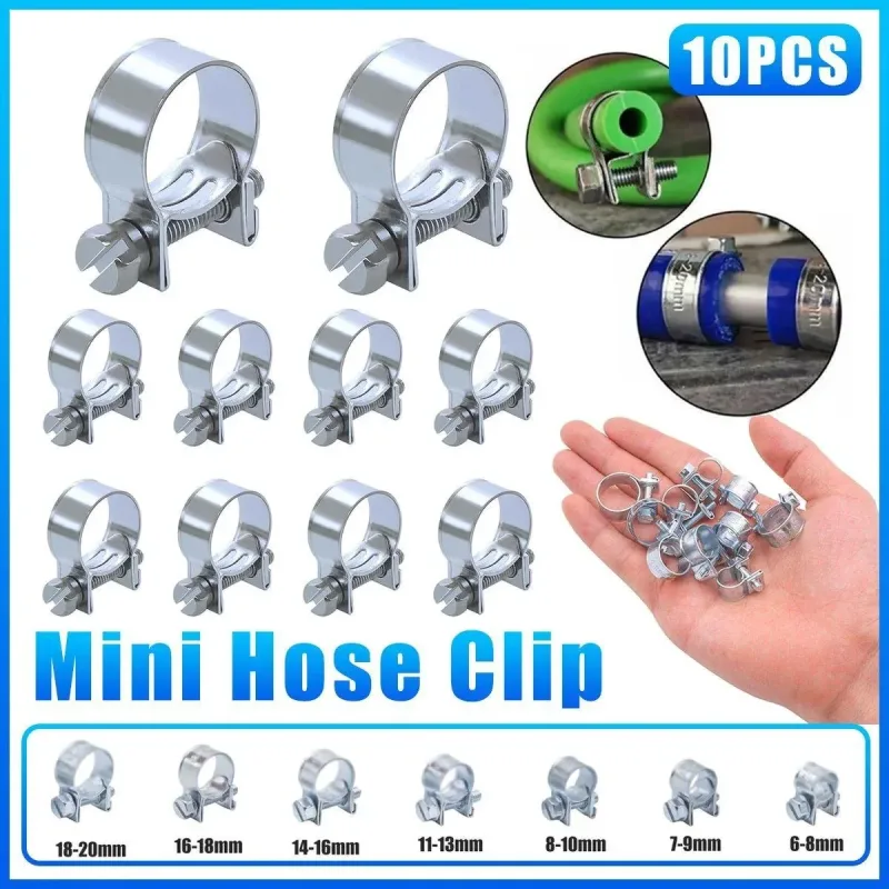 10pcs Galvanized Iron Fuel Hose Clamps For Automobile Air Pipe Secure Grip – 11-13mm