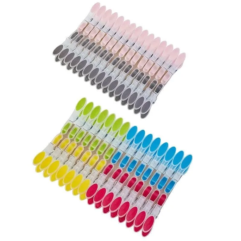 30pcs Household Clothes Clip Non Trace Soft Grip Clothespins Laundry Pegs Hanger – Colourful