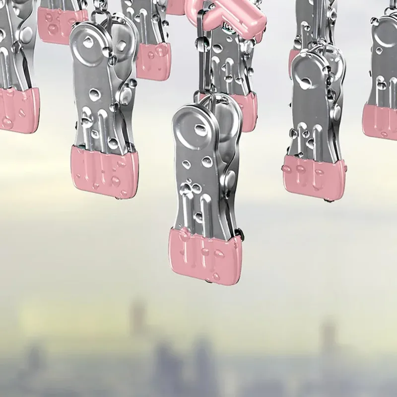 3PCS Windproof Clothes Drying Rack Balcony Hanger Pantyhose Underwear Clips – Pink