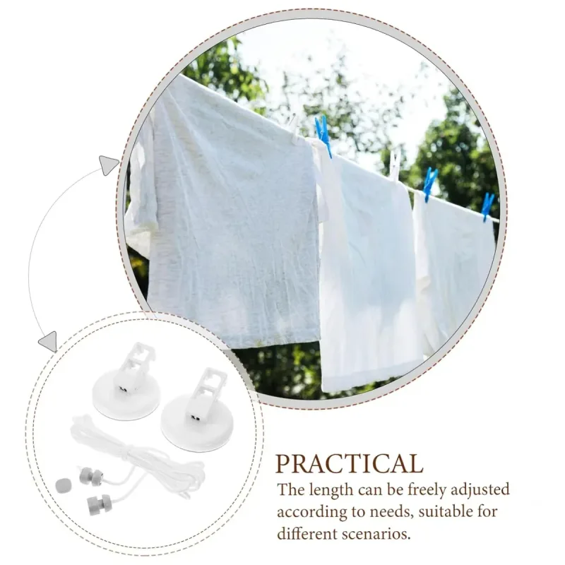 5m or 10m Wall-Mounted Suction Cup Clothesline Retractable Durable Sturdy Laundry – 5m