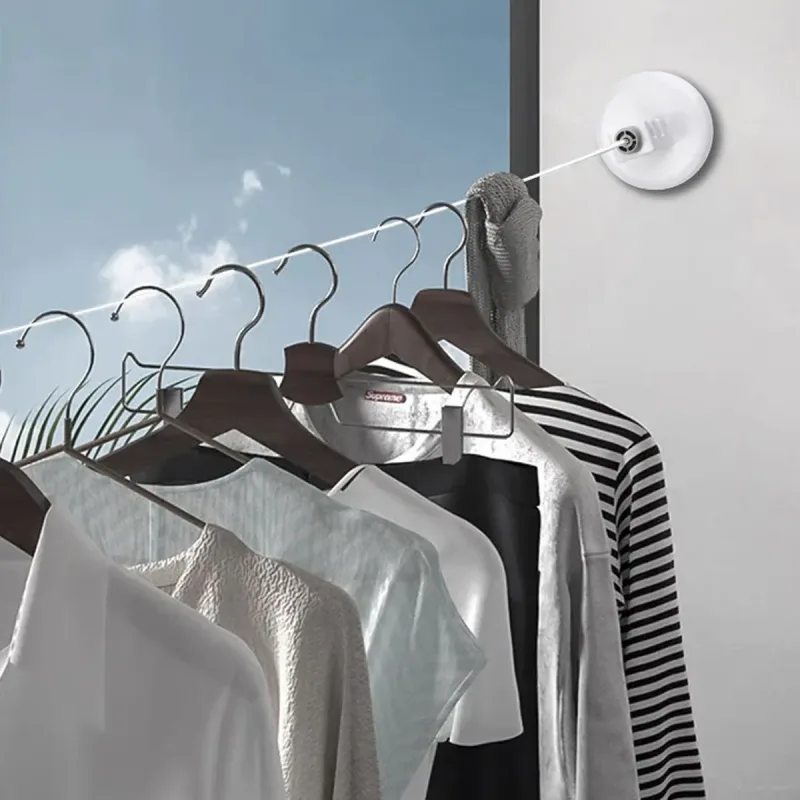 5m or 10m Wall-Mounted Suction Cup Clothesline Retractable Durable Sturdy Laundry – 5m