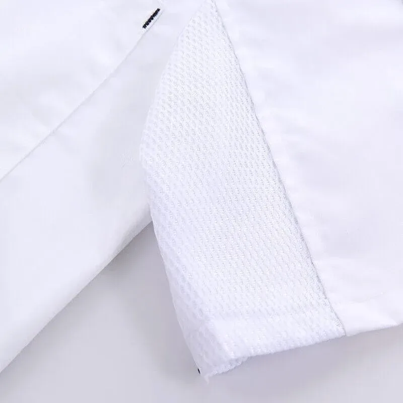 Black Unisex Mesh Sleeve Chef Coat Jacket Restaurant Hotel Cook Short Uniform – 2XL