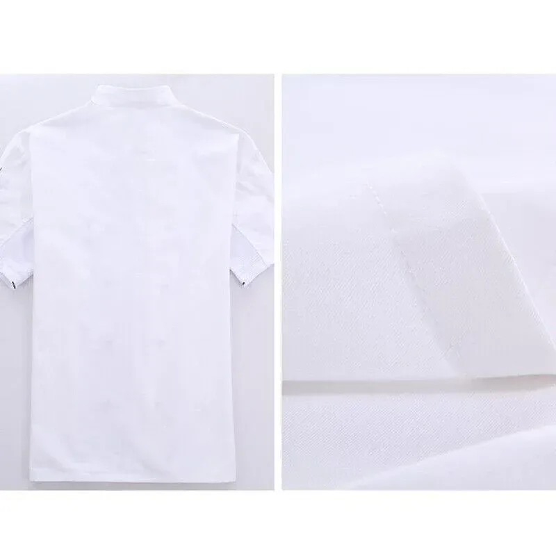 Black Unisex Mesh Sleeve Chef Coat Jacket Restaurant Hotel Cook Short Uniform – 2XL