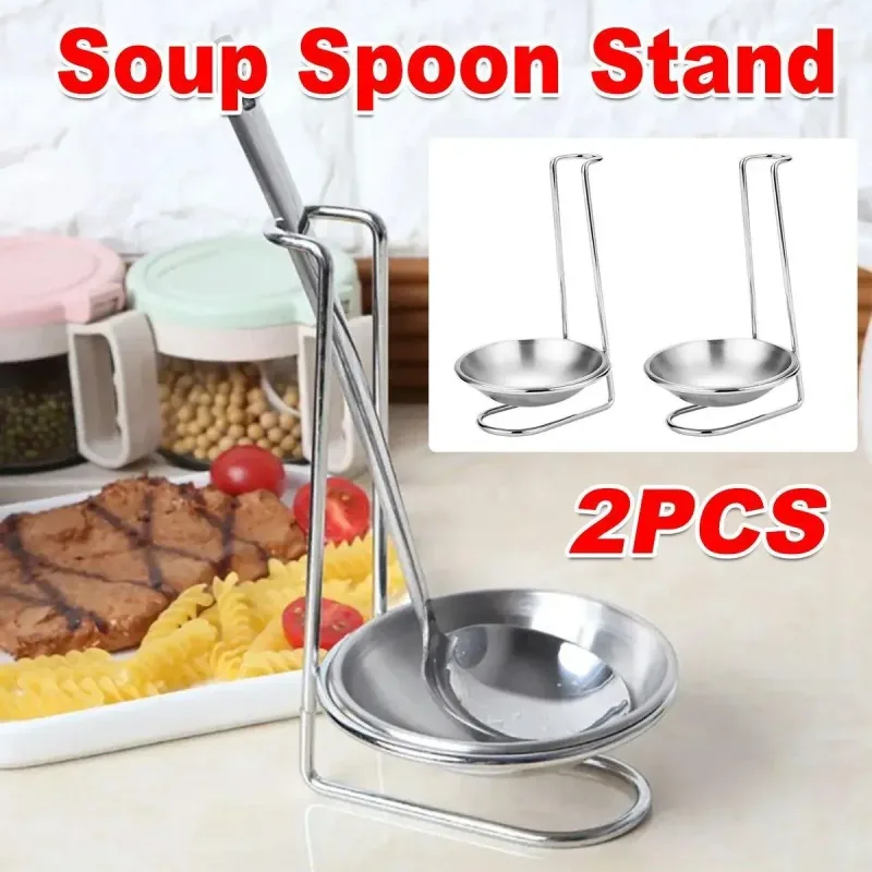 2 Pcs Portable Stainless Steel Soup Colander Rack Kitchen Utensil Storage
