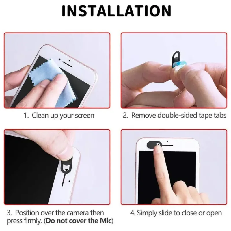 3PCS Webcam Cover Slide Ultra Thin Camera Privacy Protection for Laptop Phone – Black 3 PCS