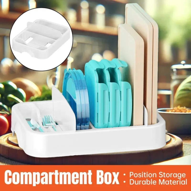 Kitchen Cabinet Storage Box Organizer with Divider Plate for Knife Fork Tabletop