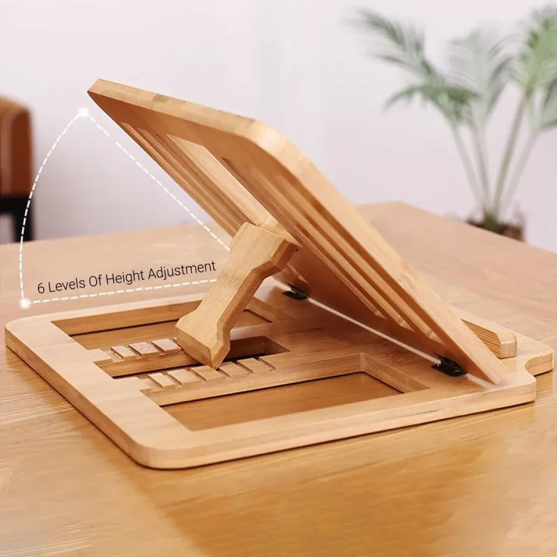 1-Piece Foldable Bamboo Laptop Stand with Adjustable Angles