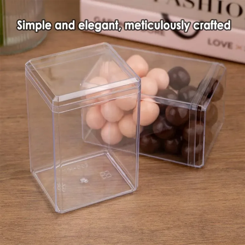 20pcs Transparent Biscuit Box Plastic Cake Box Pastry Dessert Storage Container – 7.5×7.5CM