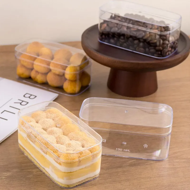 20pcs Transparent Biscuit Box Plastic Cake Box Pastry Dessert Storage Container – 7.5×7.5CM